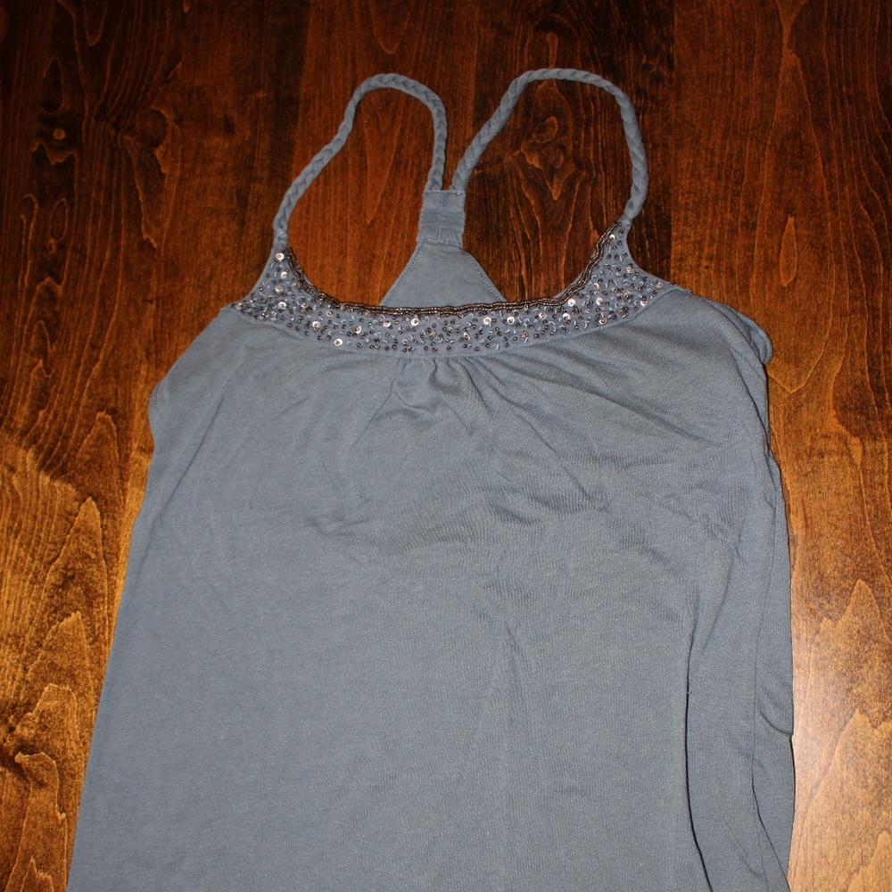 Abercrombie & Fitch Beaded Blue Tank Top